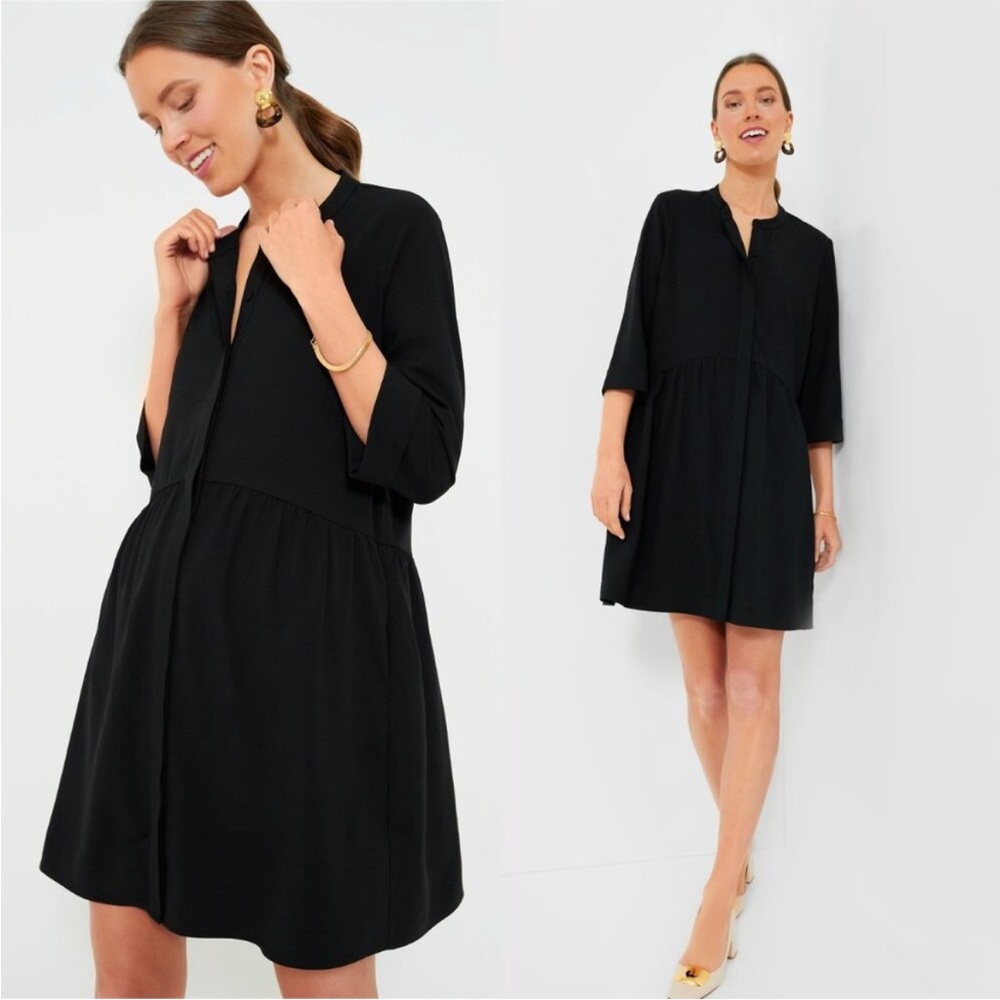 Tuckernuck NEW Black Stretch Crepe Royal Shirt Classic Mini Dress Size XS